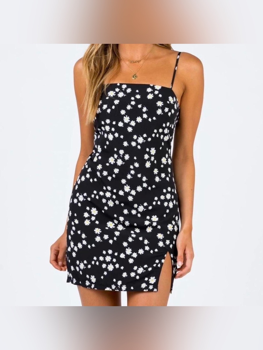 Princess Polly Black Daisy Print Mini Dress